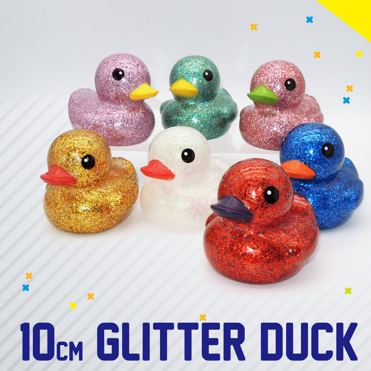 10cm Glitter duck, 7 color Bulk