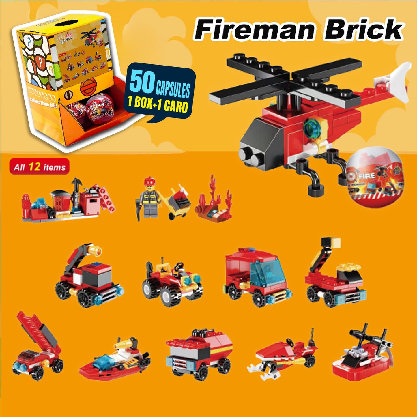 Fireman Brick Countertop Capsule Display(70mm L16)