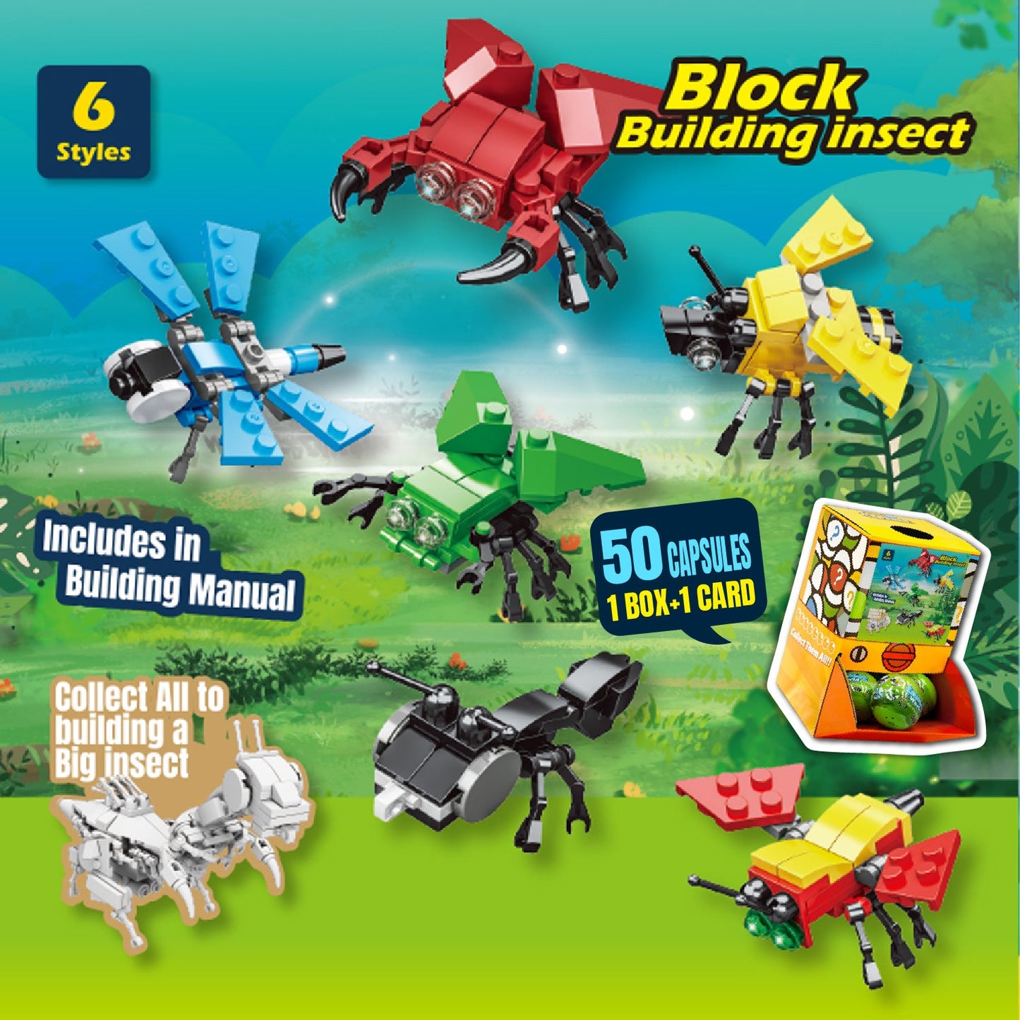 Brick Insect Countertop Capsule Display(70mm L16)