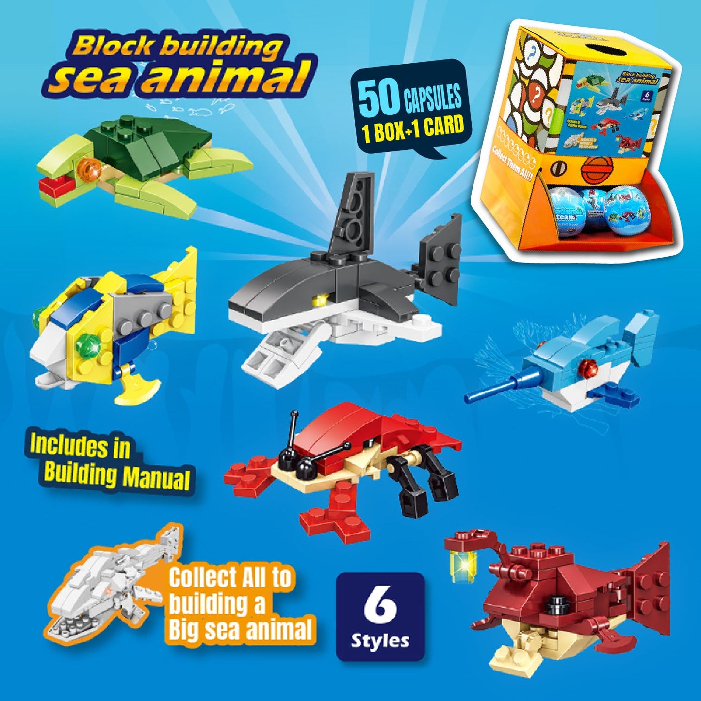 Brick Sea Animal Countertop Capsule Display(70mm L16)