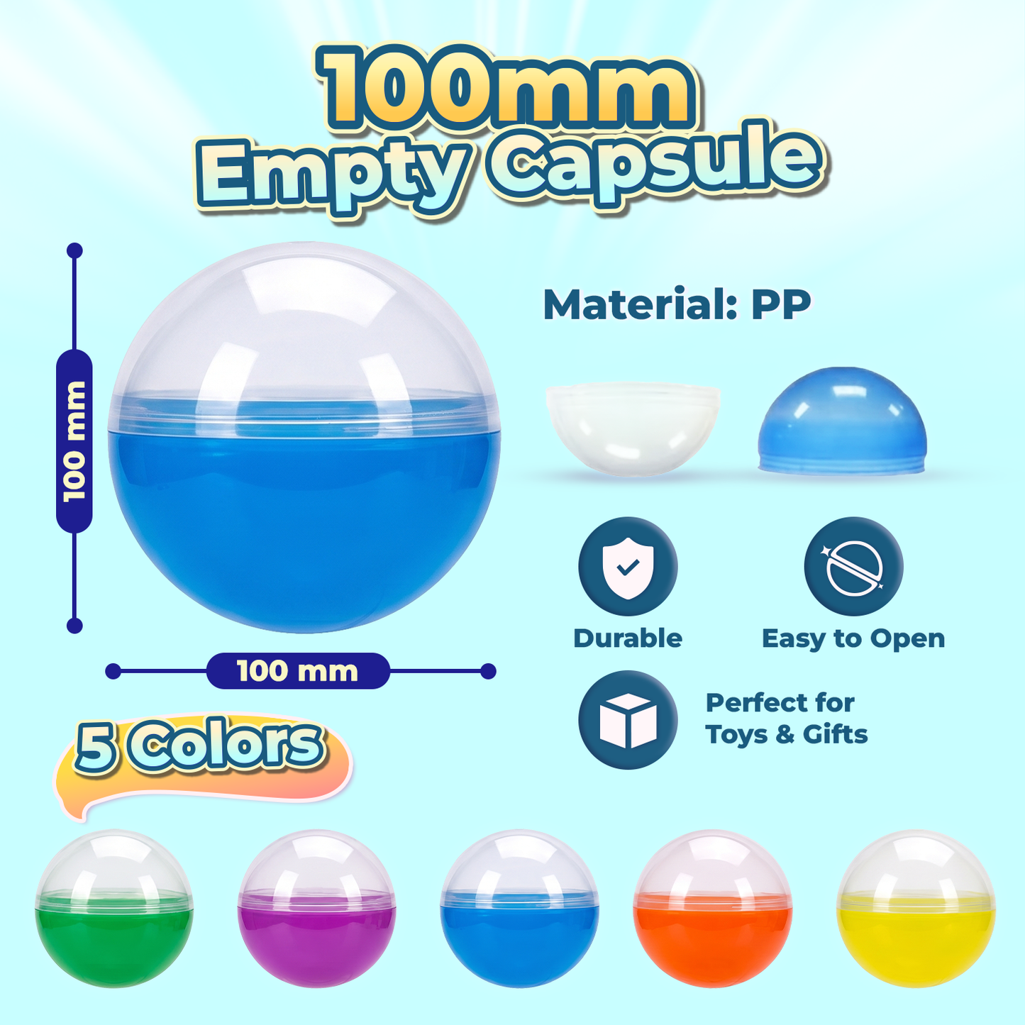 100mm capsule 5 colors - 50pcs/bag