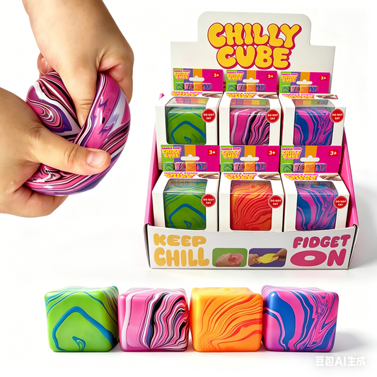 [Random color 1pc] Chilly Cube Marble Swirl (4 colors) in Display Box