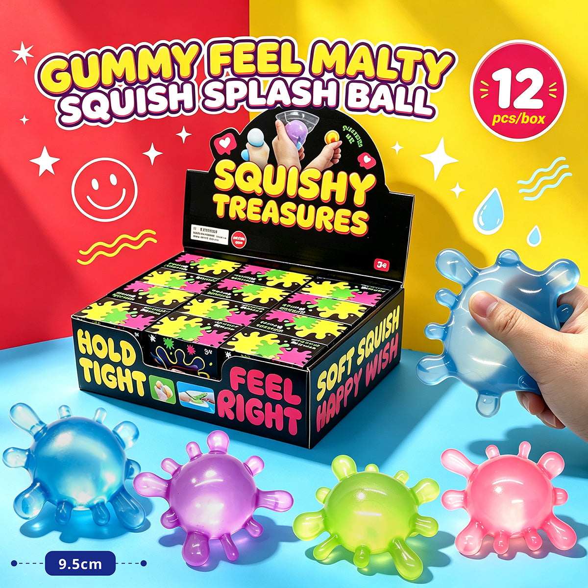 Gummy Feel Malty Squish Splash Ball w/box(4 color)
