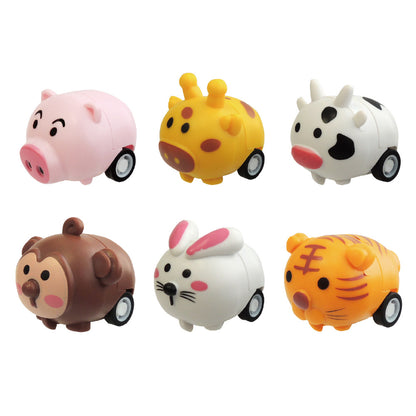 Cute Animal Pull Back Car Bulk 6pcs/bag