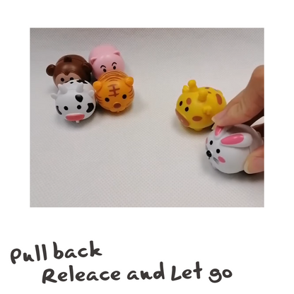 Cute Animal Pull Back Car in 50mm capsule