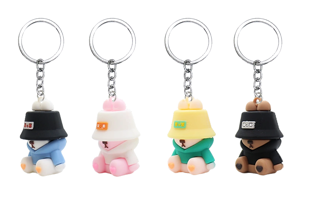 Fishing Hat Bunny PVC Figure Keychain in 65mm capsule