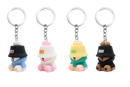 Fishing Hat Bunny PVC Figure Keychain in 65mm capsule