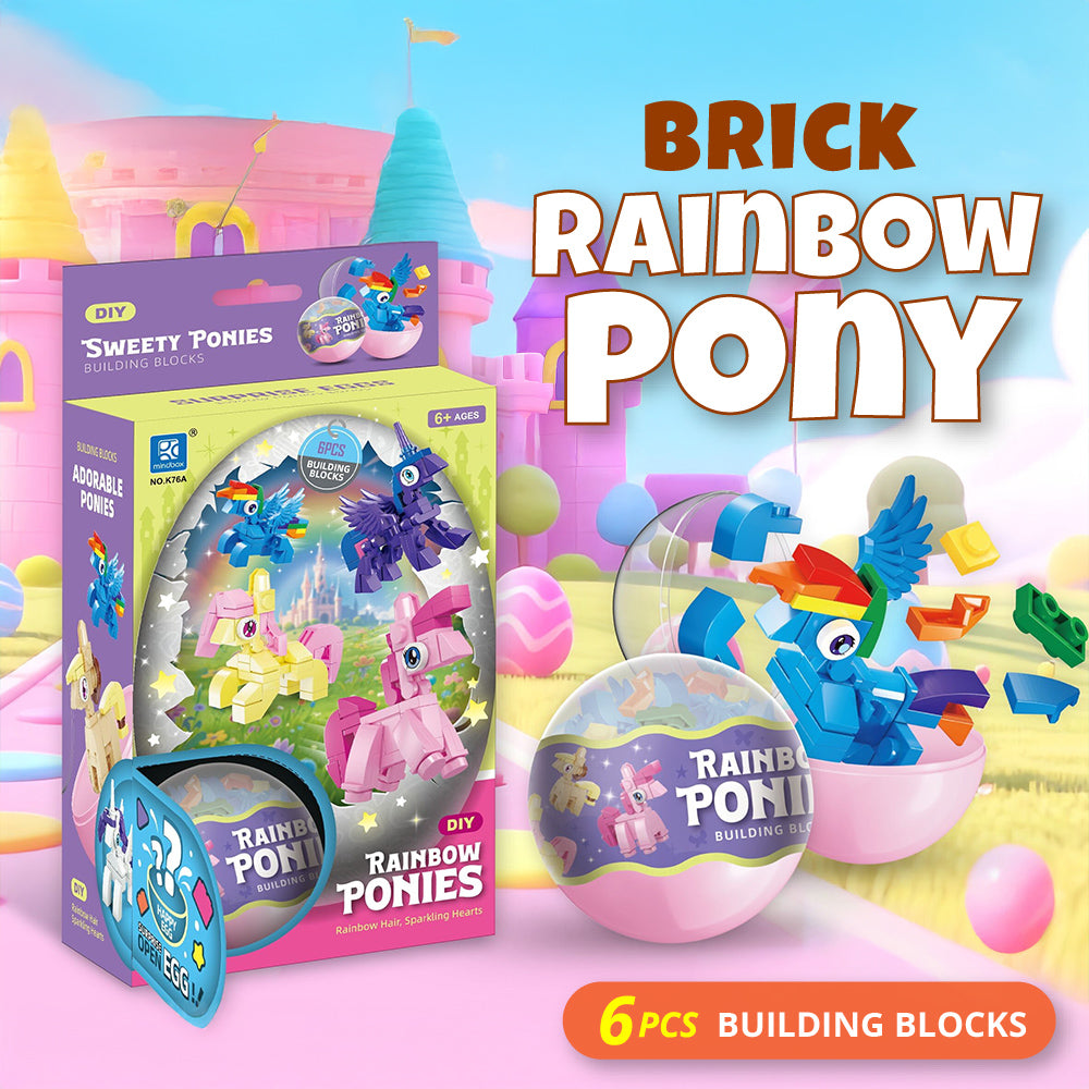 Brick Rainbow Pony 6pc capsule box(65mm) – Kenisy Toys Store