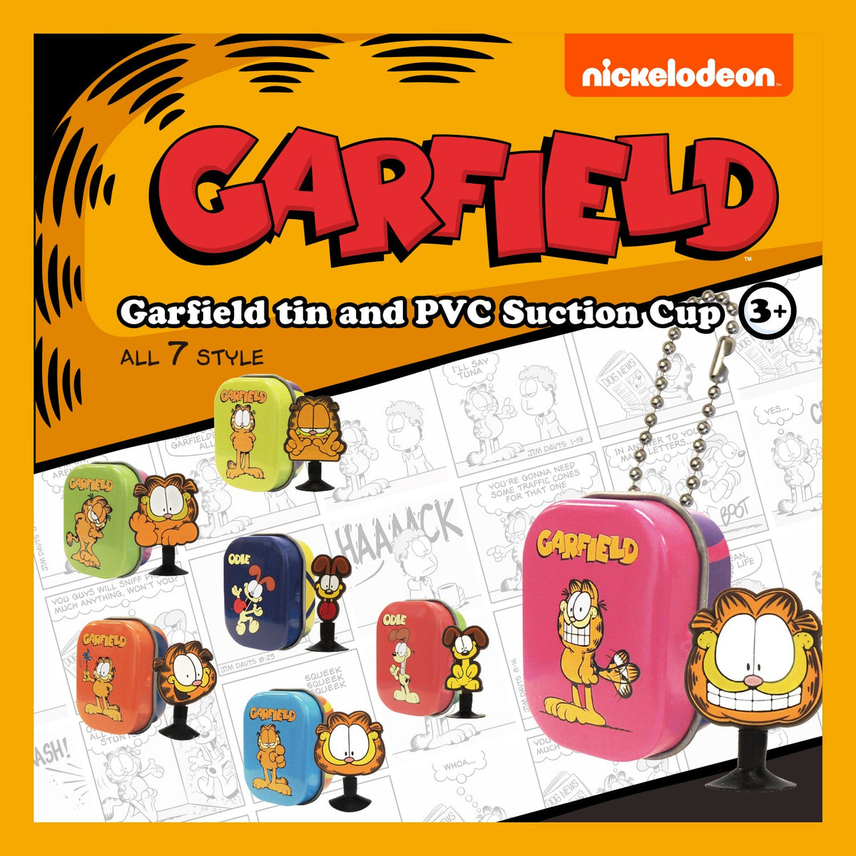 Garfield Tin Box & PVC Suction Cup in 50mm capsule