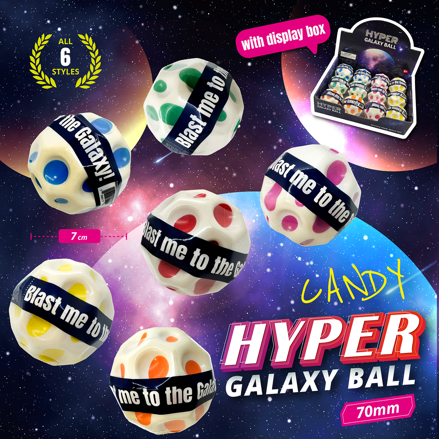 [Random color] Hyper Galaxy Ball-Candy 7cm Display