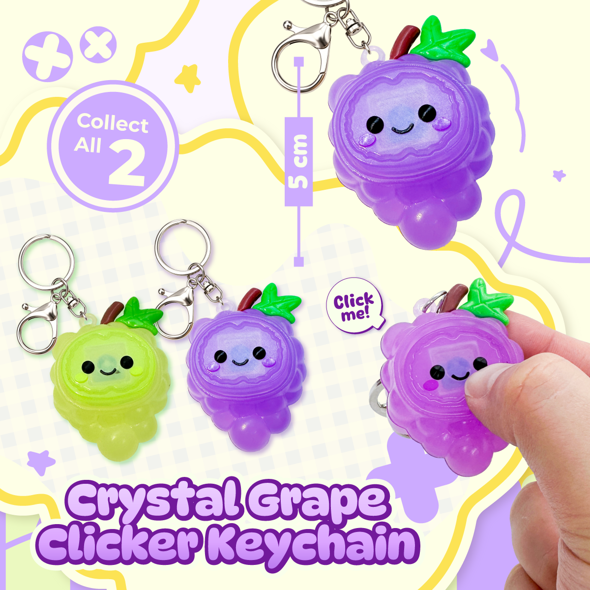 Crystal Grape Clicker Keychain (2 styles)