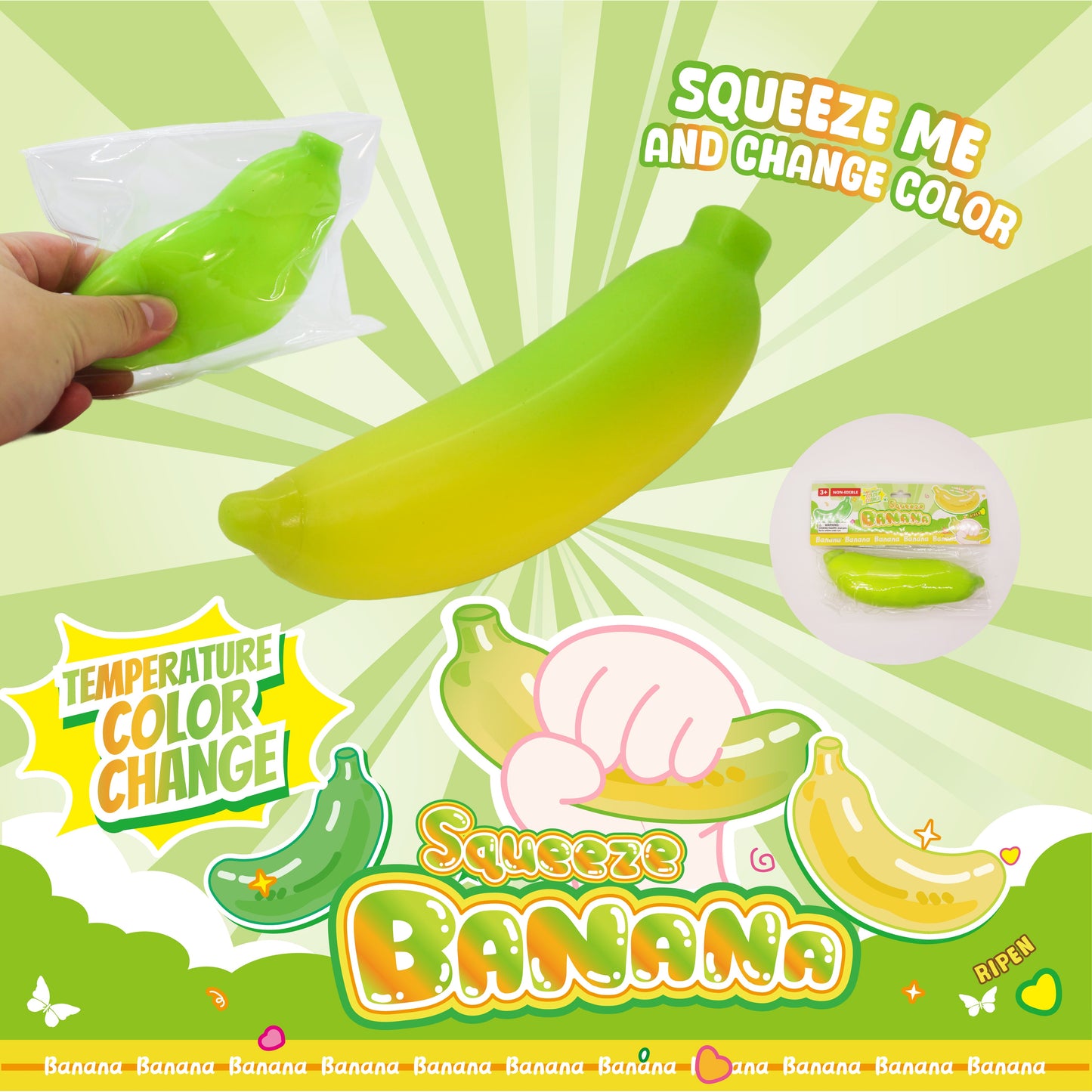 Squeeze Banana with Temperature Color Change