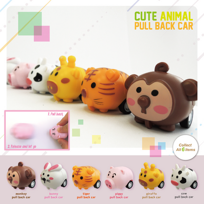 Cute Animal Pull Back Car in 50mm capsule