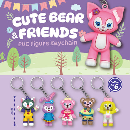 Cute Bear & Friends PVC Figure Keychain in 65mm capsule