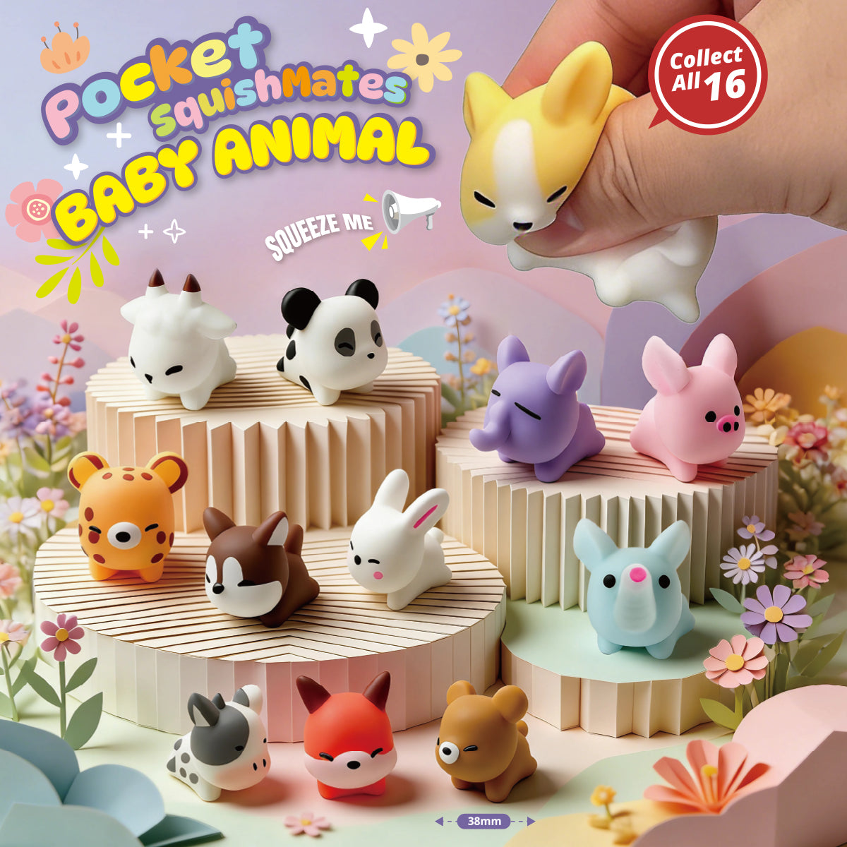 Pocket SquishMates - Baby Animal in 50mm capsule
