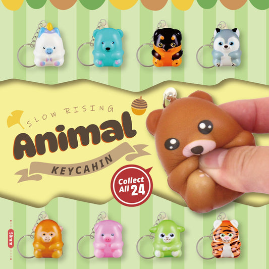 Squishy slow rising Animal Keychain in 65mm cap