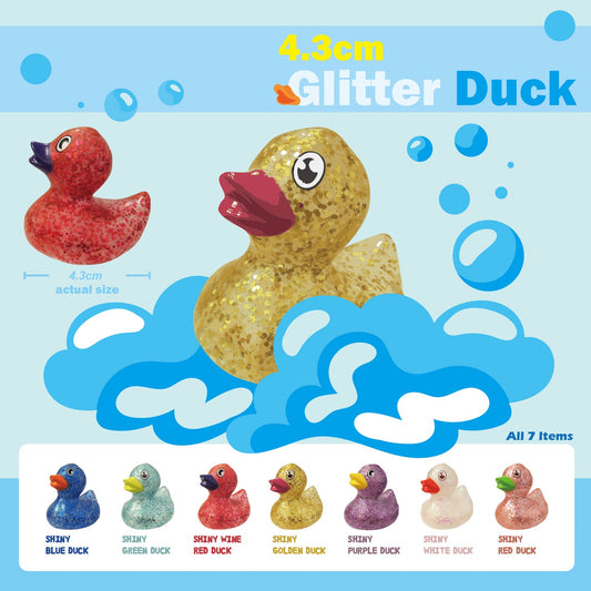 4.3cm Glitter Duck, 7 color Bulk [Random 1pc]