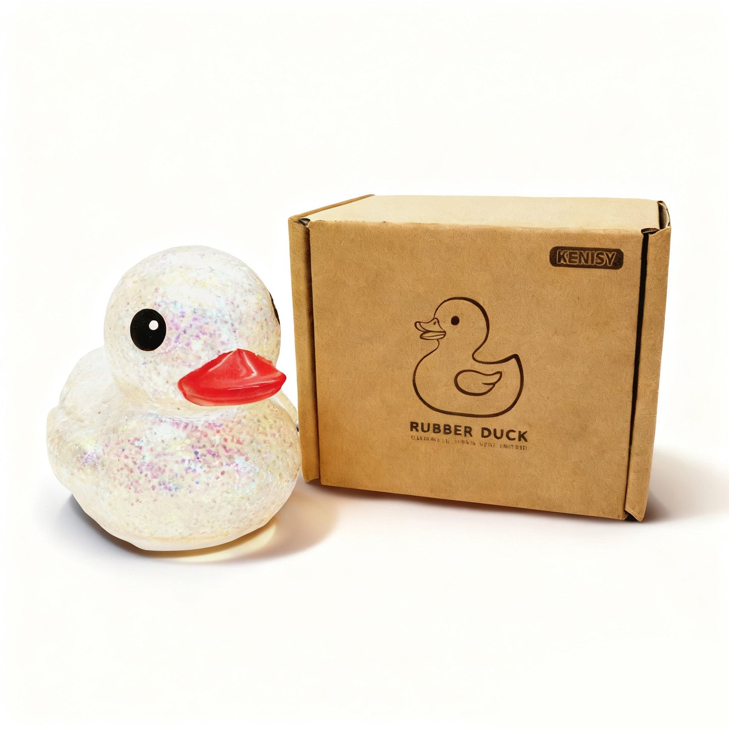 10cm Glitter Duck with Cardboard Box, 7 Colors