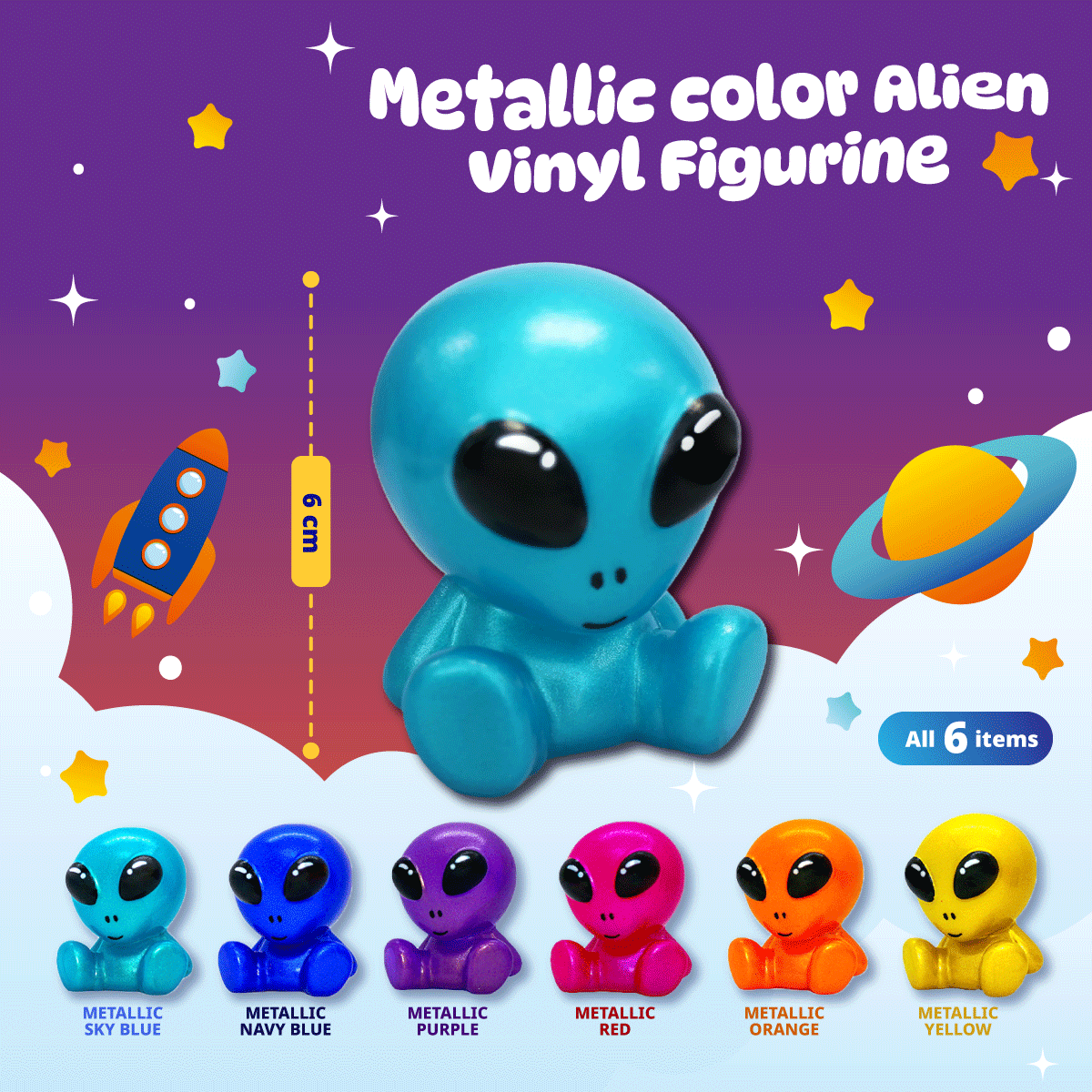 Metallic color Alien Figurine Vinyl (6cm)